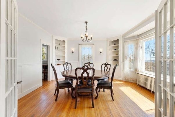 Chandelier, Dining room, Interior, Wood Texture Flooring