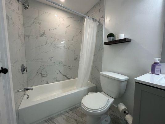 Bathroom, Interior, Marble, Marble Walls, Recessed Lighting