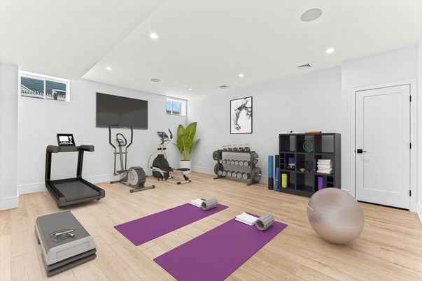 Fitness Equipment, Interior, Recessed Lighting, Wood Texture Flooring