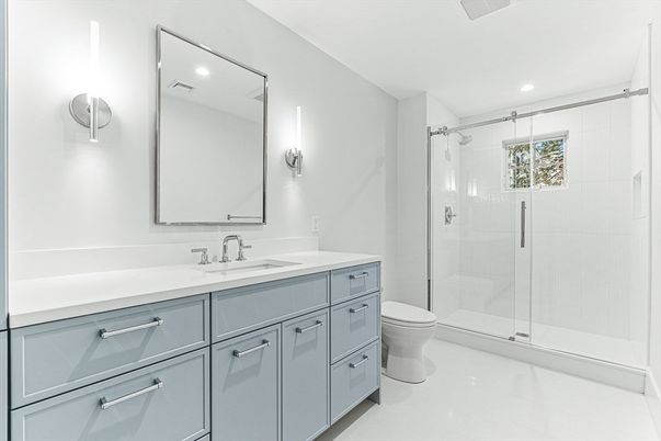 Bathroom, Glass Shower, Interior, Recessed Lighting