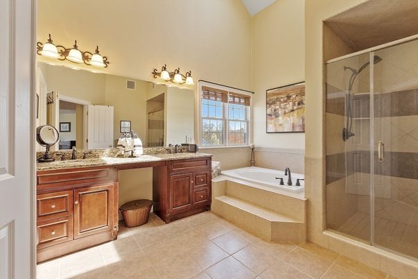 Bathroom, Dual Sink Vanities, Glass Shower, Interior