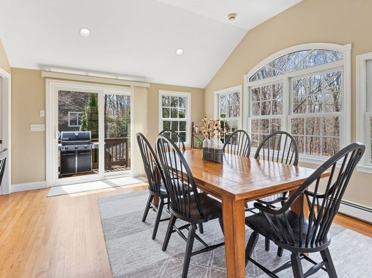 Dining room, Interior, Recessed Lighting, Wood Texture Flooring