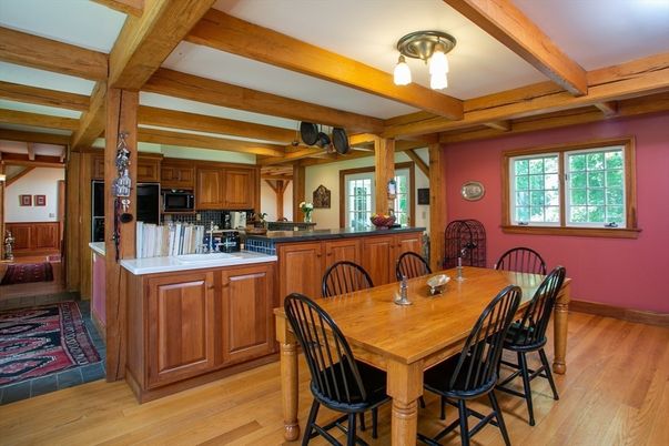 Dining room, Interior, Kitchen, Wooden Beams, Wood Texture Flooring