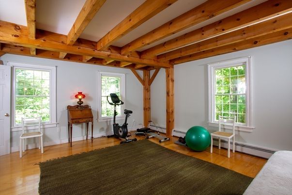Fitness Equipment, Interior, Wooden Beams, Wood Texture Flooring