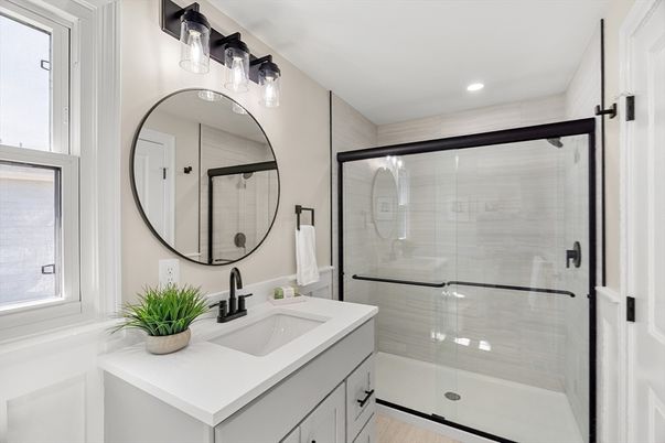 Bathroom, Glass Shower, Interior, Recessed Lighting