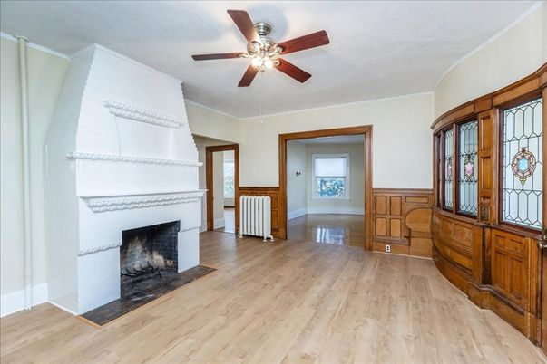 Empty room, Fireplace, Interior, Wood Texture Flooring