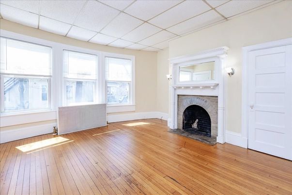 Empty room, Fireplace, Interior, Wood Texture Flooring
