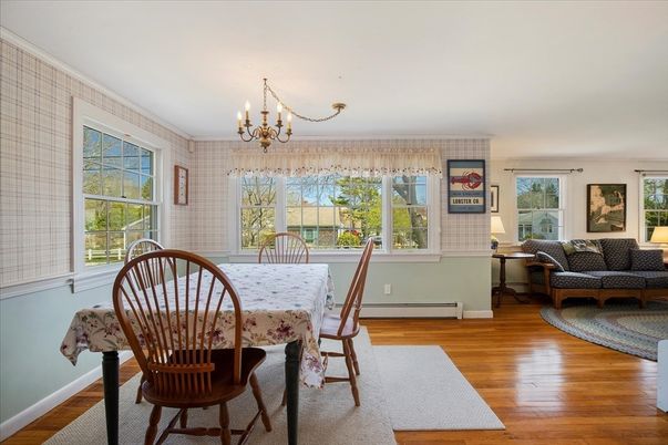Chandelier, Dining room, Interior, Wood Texture Flooring