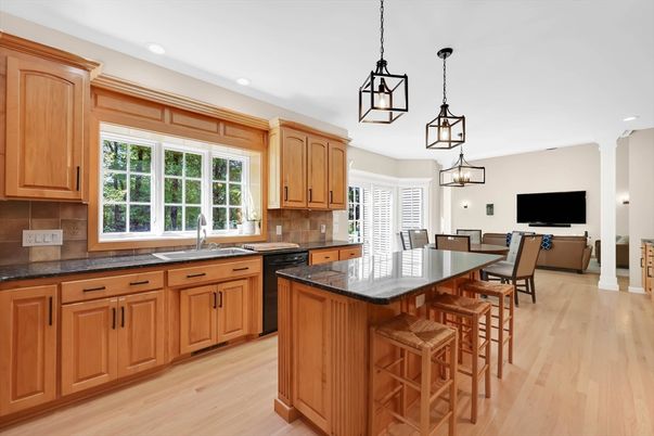 Dining room, Interior, Kitchen, Living room, Pendant Lights, Recessed Lighting, Wood Texture Flooring