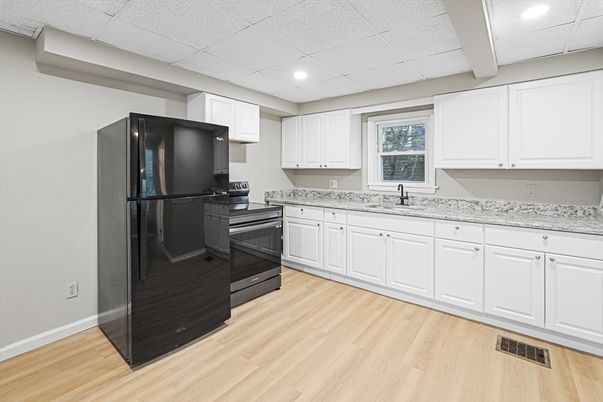Interior, Kitchen, Recessed Lighting, Wood Texture Flooring