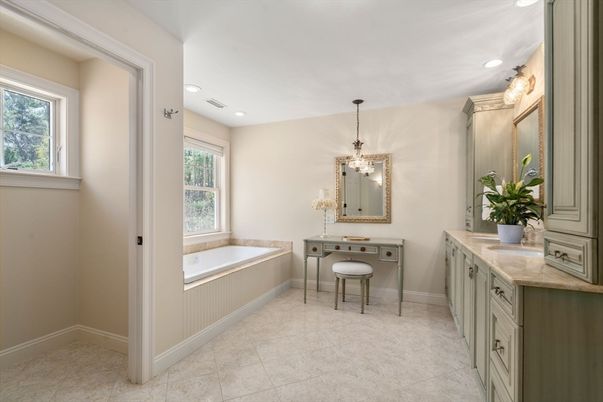 Bathroom, Chandelier, Interior, Recessed Lighting