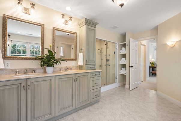 Bathroom, Dual Sink Vanities, Glass Shower, Interior, Recessed Lighting