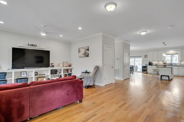 Dining room, Interior, Kitchen, Living room, Pendant Lights, Recessed Lighting, Wood Texture Flooring