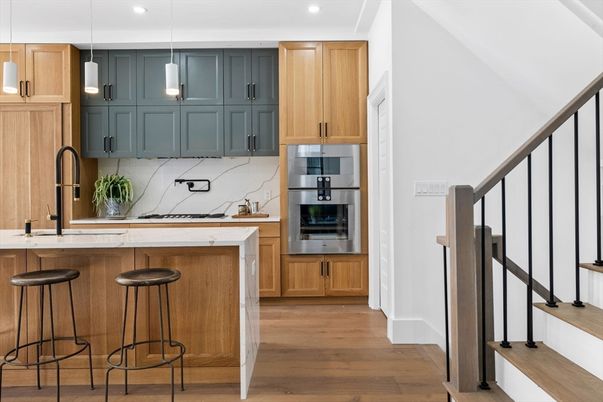 Interior, Kitchen, Pendant Lights, Recessed Lighting, Wood Texture Flooring