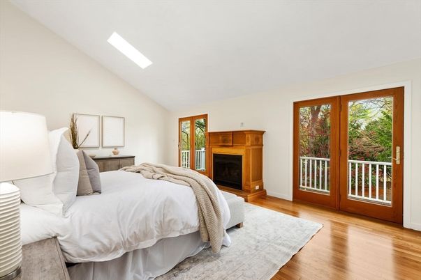 Bedroom, Fireplace, Interior, Wood Texture Flooring