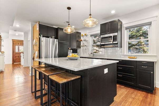 Interior, Kitchen, Pendant Lights, Recessed Lighting, Wood Texture Flooring