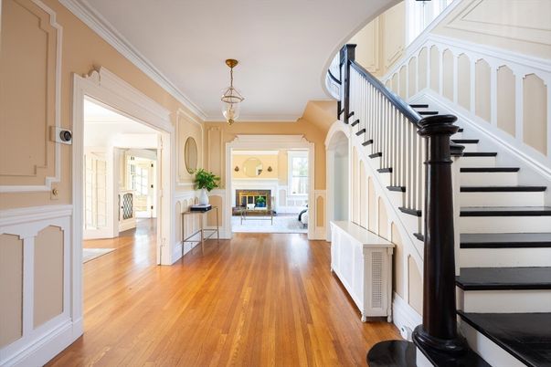 Fireplace, Interior, Pendant Lights, Wood Texture Flooring