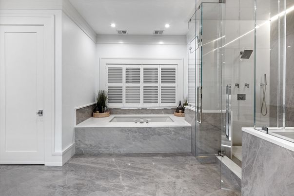 Bathroom, Glass Shower, Interior, Recessed Lighting
