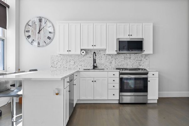 Interior, Kitchen, Stainless Steel Appliances, Wood Texture Flooring