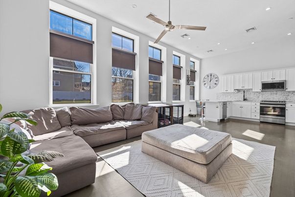 Interior, Kitchen, Living room, Recessed Lighting, Stainless Steel Appliances, Wood Texture Flooring