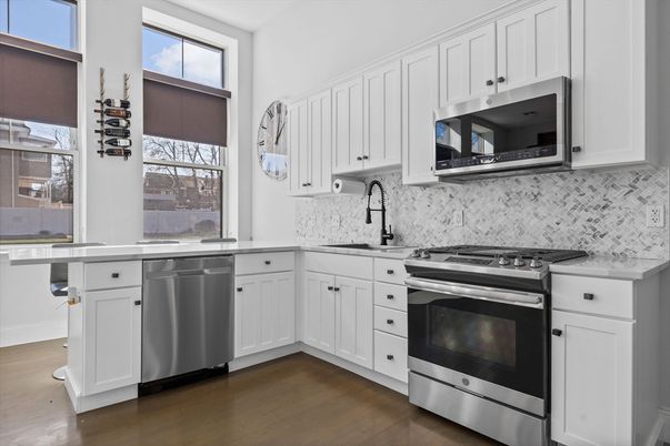 Interior, Kitchen, Stainless Steel Appliances, Wood Texture Flooring