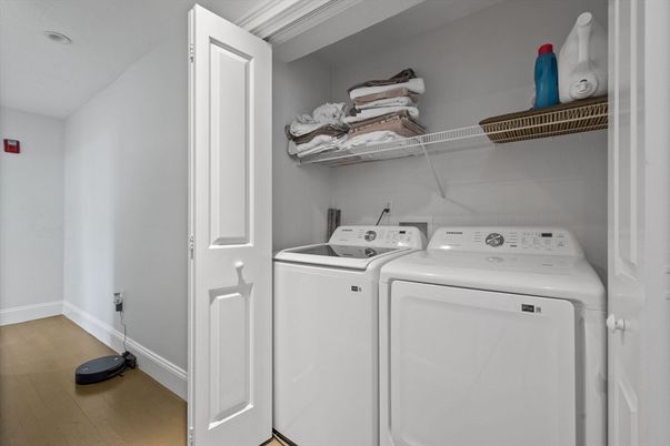 Interior, Recessed Lighting, Utility Closets, Washer, Wood Texture Flooring