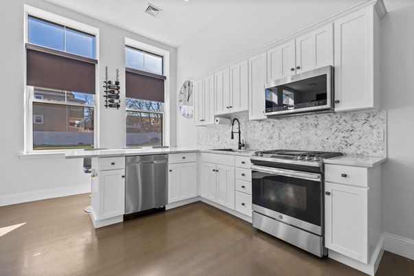 Interior, Kitchen, Stainless Steel Appliances, Wood Texture Flooring