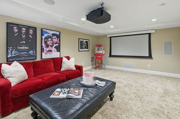 Interior, Living room, Projection Screen, Recessed Lighting, Theatre Room