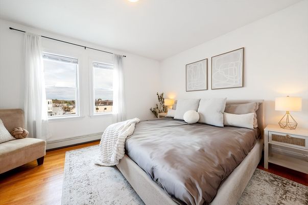 Bedroom, Interior, Recessed Lighting, Water, Wood Texture Flooring