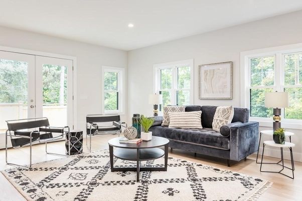 Interior, Living room, Recessed Lighting, Wood Texture Flooring