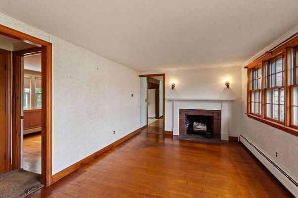 Empty room, Fireplace, Interior, Wood Texture Flooring