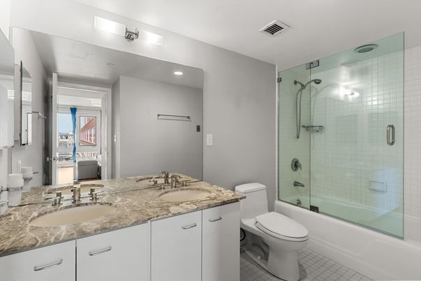 Bathroom, Dual Sink Vanities, Glass Shower, Interior, Recessed Lighting