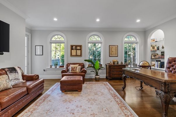 Home Office, Interior, Recessed Lighting, Wood Texture Flooring