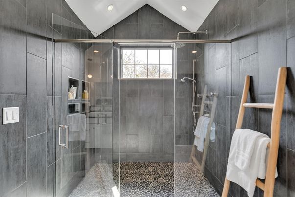 Bathroom, Glass Shower, Interior, Recessed Lighting