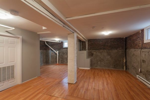 Empty room, Interior, Stone Walls, Wood Texture Flooring