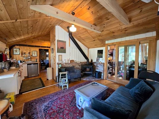 Fireplace, Interior, Kitchen, Living room, Wooden Beams, Wooden Ceilings, Wood Texture Flooring, Wooden Walls