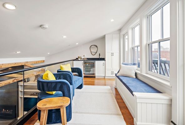 Fireplace, Interior, Recessed Lighting, Wood Texture Flooring