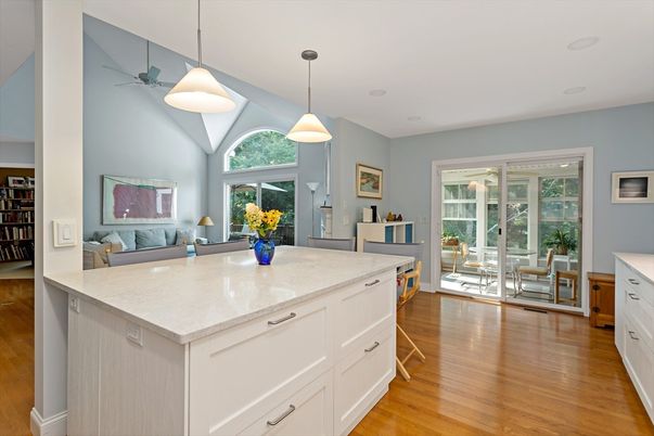 Interior, Kitchen, Pendant Lights, Recessed Lighting, Wood Texture Flooring