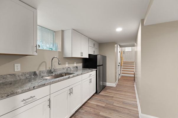 Interior, Kitchen, Recessed Lighting, Wood Texture Flooring