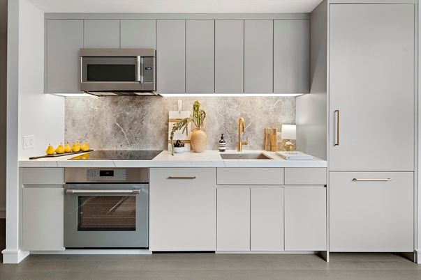 Interior, Kitchen, Stainless Steel Appliances, Wood Texture Flooring