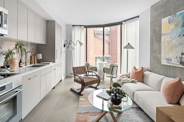 Interior, Kitchen, Living room, Stainless Steel Appliances, Wood Texture Flooring
