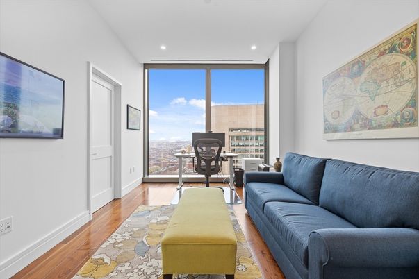 Home Office, Interior, Living room, Recessed Lighting, Wood Texture Flooring