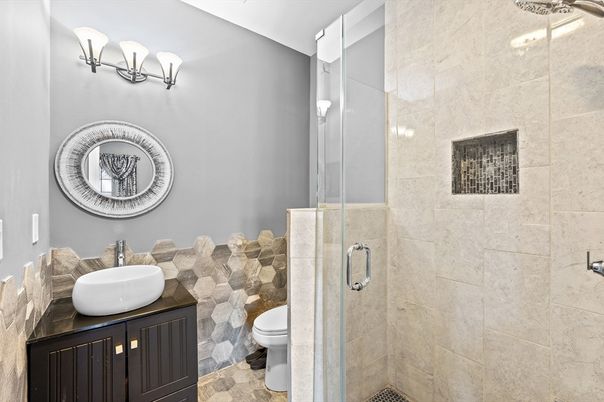 Bathroom, Glass Shower, Interior, Stone Walls