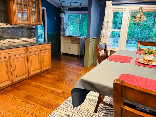 Dining room, Interior, Wood Texture Flooring