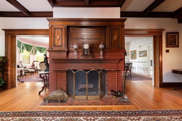 Fireplace, Interior, Wooden Beams, Wood Texture Flooring