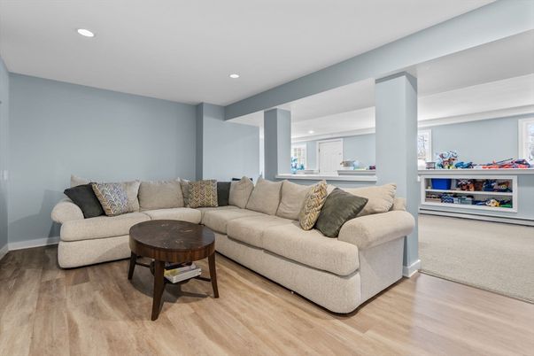 Interior, Living room, Recessed Lighting, Wood Texture Flooring