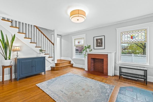 Fireplace, Interior, Wood Texture Flooring