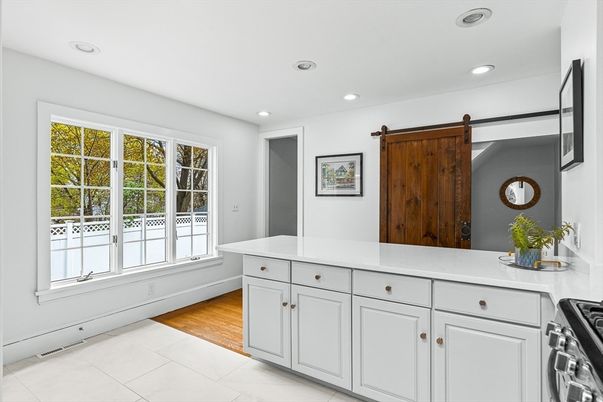 Interior, Kitchen, Recessed Lighting, Wood Texture Flooring