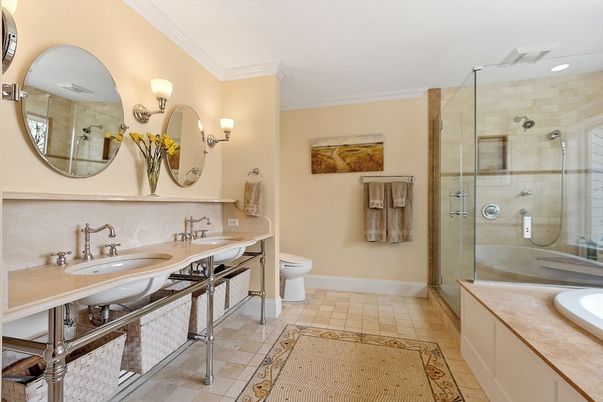 Bathroom, Dual Sink Vanities, Glass Shower, Interior