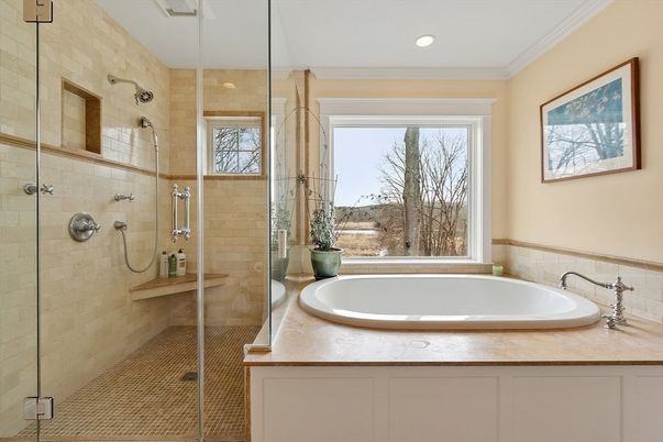 Bathroom, Glass Shower, Interior, Recessed Lighting
